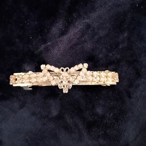 Rhinestone Crystal Butterfly Barrette - Clear Silver Tone